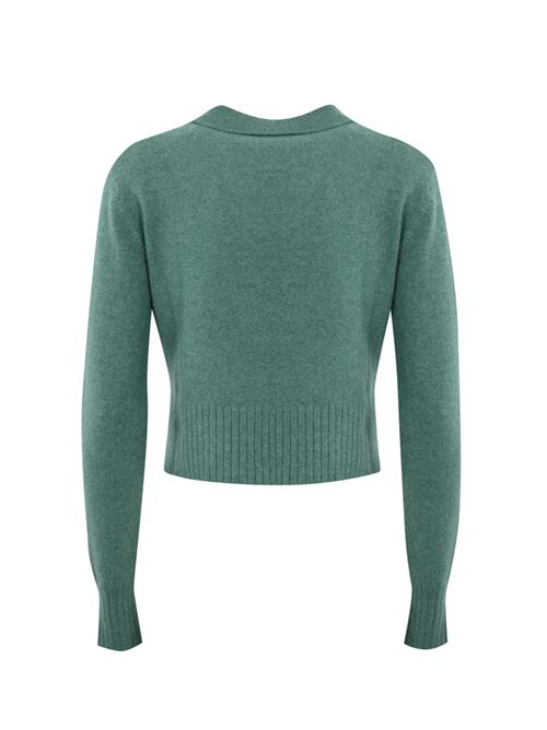 Maglione cropped in misto cashmere verde PINKO | 103978 A22CV15